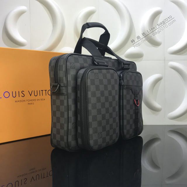 LV包包 LV新款男包 N40278 Utility公事包 LV棋盤格男士手提袋 肩背包  ydh3692